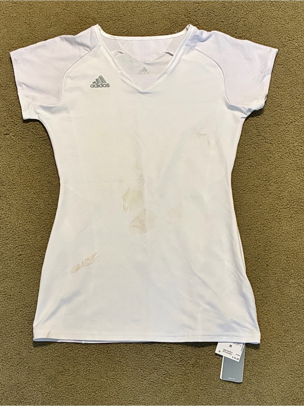 •DAMAGED•NWT• adidas White Short Sleeve Women's Athletic Tee Shirt M Workout Top